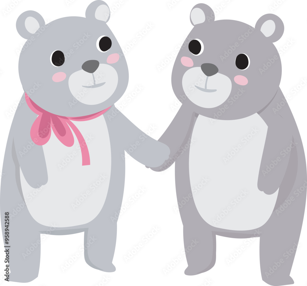 Cartoon cute bear couple illustration on transparent background.
Cartoon cute bear couple illustration on transparent background.
