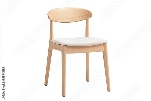 Stylish wooden chair with a minimalist design and comfortable cushion, perfect for modern interiors or dining spaces.