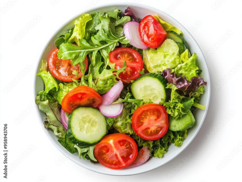 A vitamin-packed salad with colorful ingredients, promoting health and longevity, isolated on white background A vitamin-packed salad with colorful ingredients, promoting health and longevity, isolated on white background