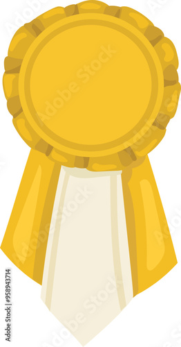 Golden medal pin illustration on transparent background.
