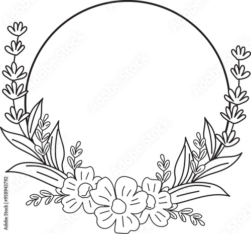 Wallpaper Mural Hand drawn flower wreath illustration on transparent background.
 Torontodigital.ca