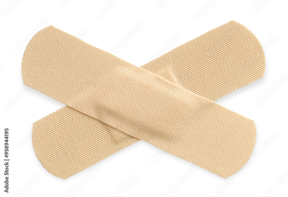 Medical adhesive bandages isolated on white, top view Medical adhesive bandages isolated on white, top view