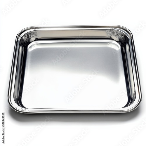 A shiny aluminum tray reflects light showcasing its sleek design and durability