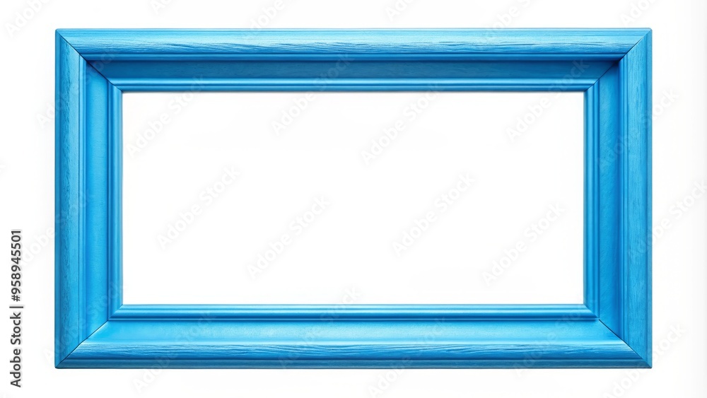 A bright blue rectangular frame with a 9x16 aspect ratio, set against a pure white background, awaiting creative A bright blue rectangular frame with a 9x16 aspect ratio, set against a pure white background, awaiting creative