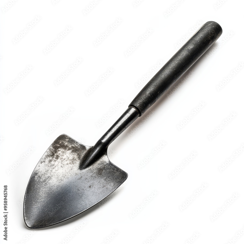 A metallic trowel waits patiently for its next gardening adventure A metallic trowel waits patiently for its next gardening adventure