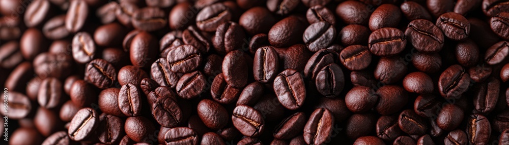 Coffee beans surrounded by allergens, depicting coffee allergy, 3D illustration