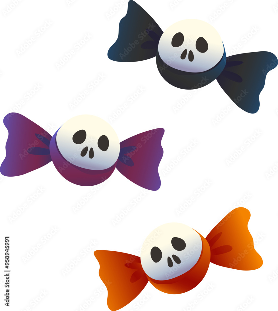 Naklejka premium Skull Halloween Candies (Gradient Color Style)
