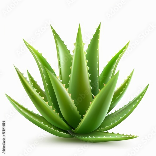 Aloe vera flower, botanical element, detailed vector illustration, soft green and yellow, isolated on white background