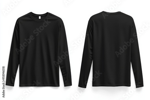 Black long sleeve tshirt mockup isolated created with Generative AI