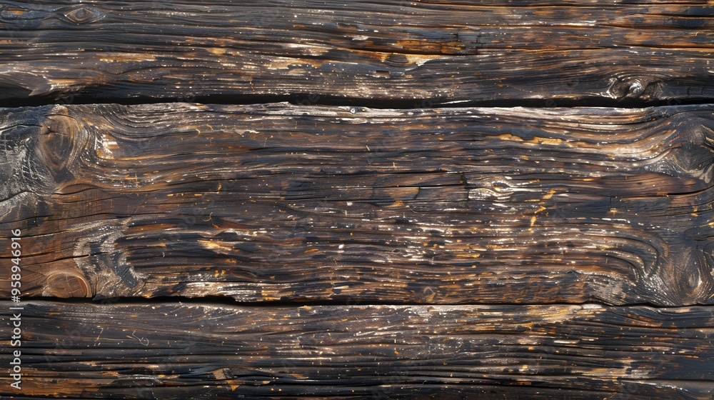 Naklejka premium Old dark wood table texture surface top view background