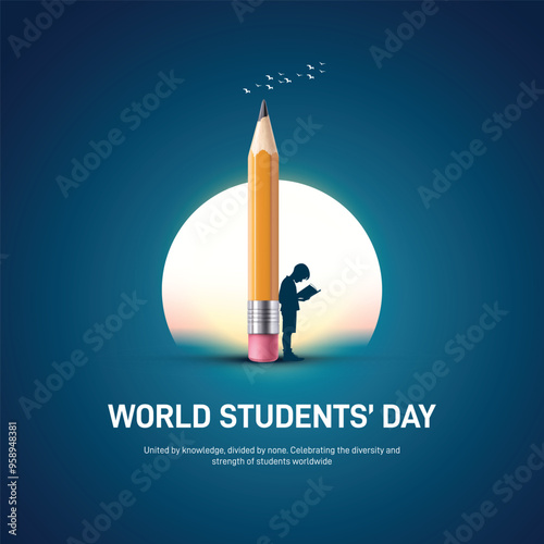 world students’ day. world students day creative poster, banner, social media post, background, template, postcard design etc. 