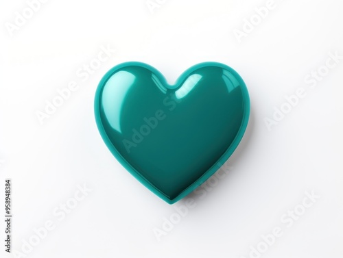 Teal colored heart isolated on white background, flat  photo