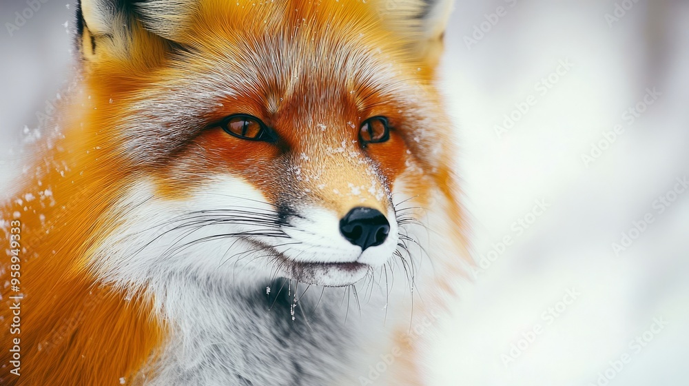 Red Fox in Winter Wonderland: A Stunning Close-Up Red Fox in Winter Wonderland: A Stunning Close-Up
