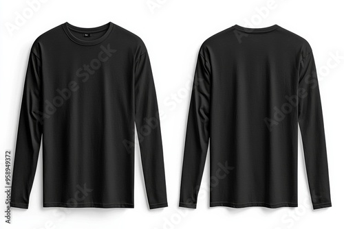 Black long sleeve tshirt mockup isolated created with Generative AI