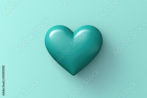 Teal heart isolated on background, flat lay, vecor illustration photo