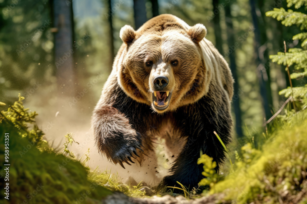Grizzly Bear Animal In The Nature Majestic Wilderness Grizzly Bear Animal In The Nature Majestic Wilderness