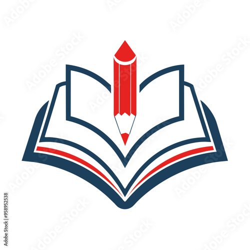  Logo for a bookshop with book and other stuffs vector art illustration photo