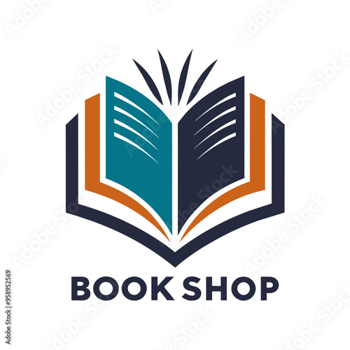  Logo for a bookshop with book and other stuffs vector art illustration photo