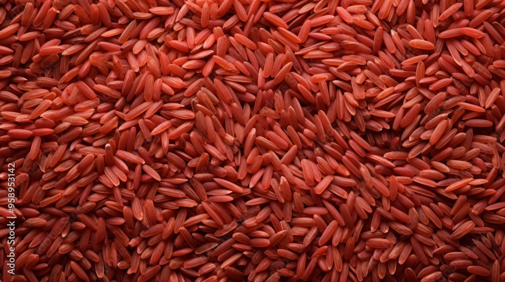 Red rice background image with many rice pieces in same color. Neural network ai generated art Red rice background image with many rice pieces in same color. Neural network ai generated art