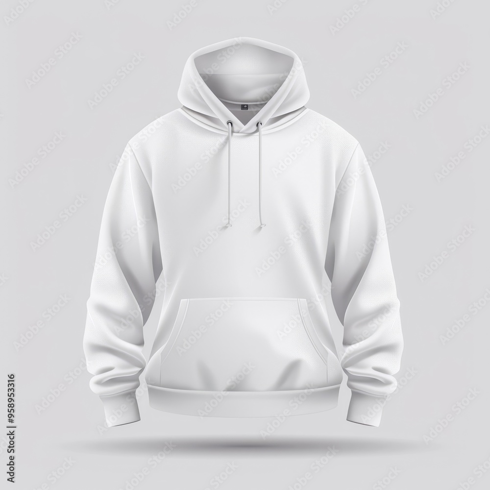 Classic hoodie, clothing element, hand-drawn illustration, soft material, isolated on white background