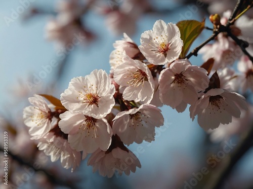 Cherry blossoms in spring with background space for text or design.