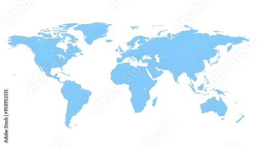 A world map showing the continents and major landmasses in shades of blue