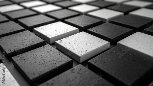 Abstract Black and White Tile Pattern