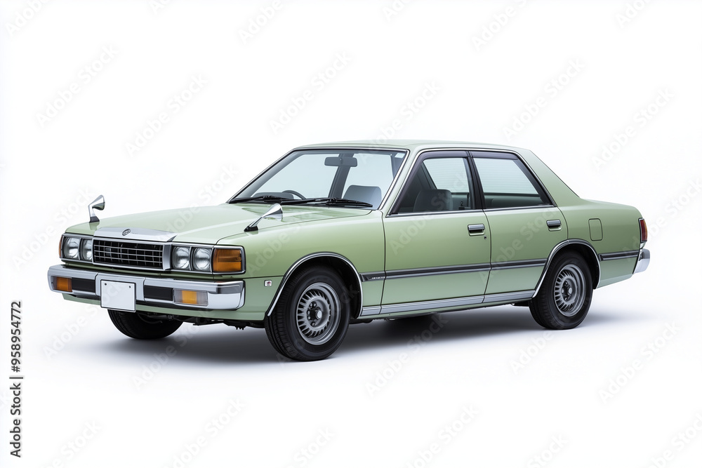 Classic green pastel car isolated on white background, Old japan automobile vehicle on white. Classic green pastel car isolated on white background, Old japan automobile vehicle on white.
