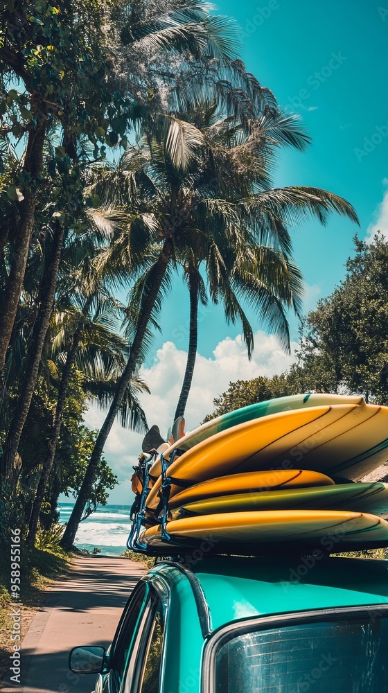 Tropical Surf Adventure with Car and Surfboards