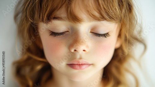 A Close-Up Portrait of a Young Girl with Her Eyes Closed