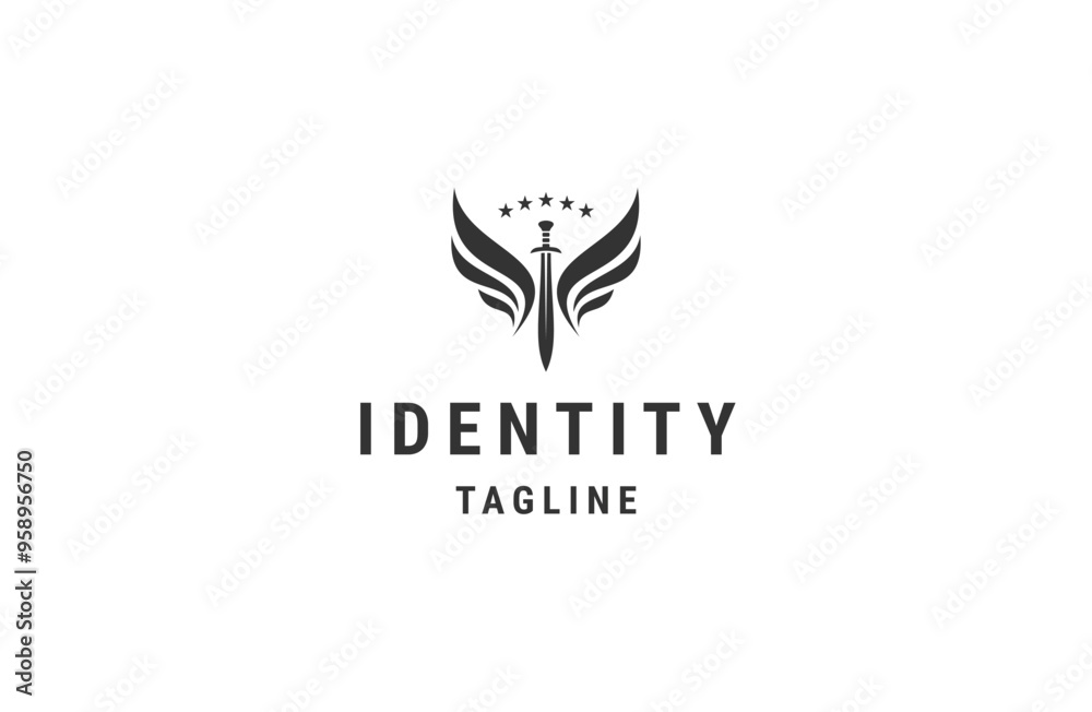 Sword wing logo design template flat vector Sword wing logo design template flat vector