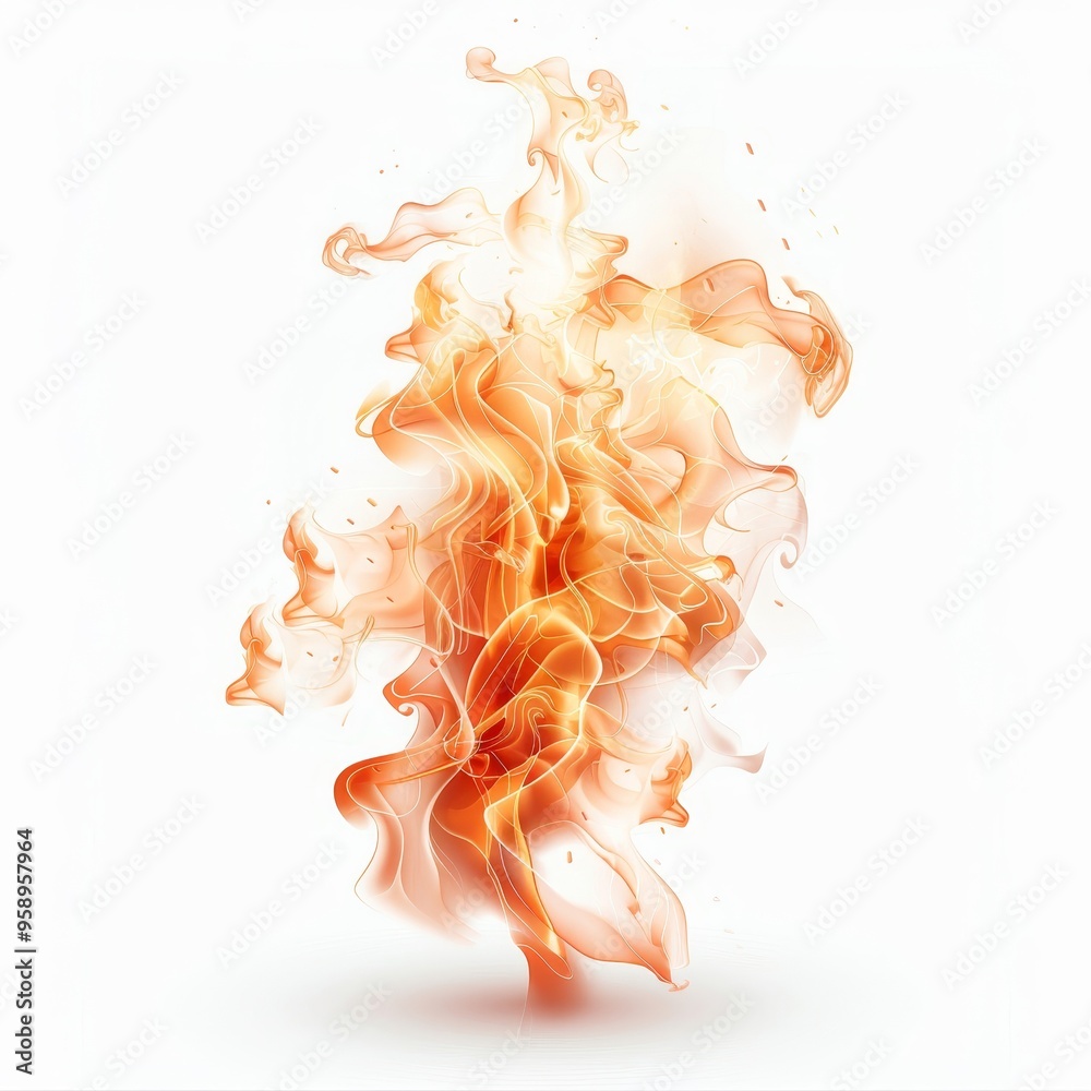 Flames and shockwave, burst element, hand-drawn illustration, intense orange and red hues, isolated on white background Flames and shockwave, burst element, hand-drawn illustration, intense orange and red hues, isolated on white background