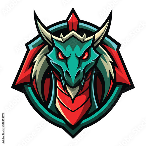 Mascot Dragon Logo Design, Dragon with Spread Wings Vector Illustration