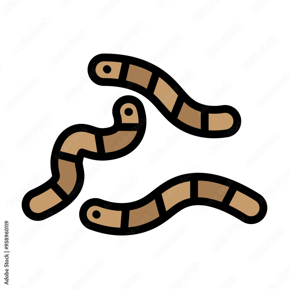 Worms Vector Filled Icon Design Worms Vector Filled Icon Design