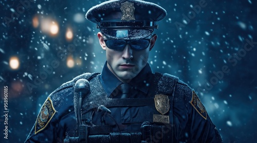 Police professional advertising poster mockup