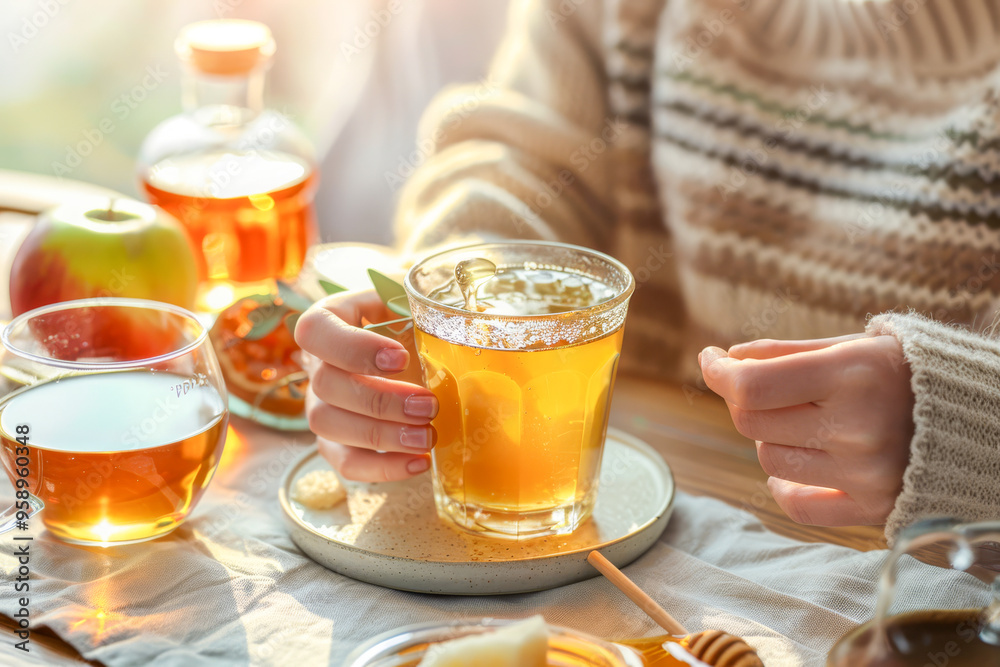 Cozy autumn morning with warm apple cider Cozy autumn morning with warm apple cider