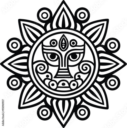 hand drawn abstract motifs of ancient mexican tattoo vector illustration