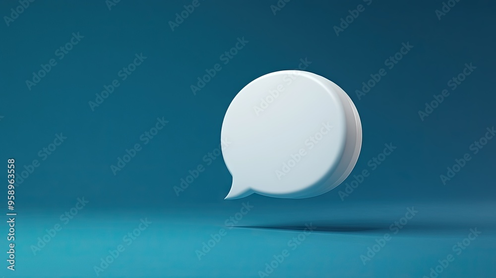 Sleek 3D white speech bubble with a rich blue background, ideal for showcasing dialogue, messaging apps, or chat functionality in digital media. Sleek 3D white speech bubble with a rich blue background, ideal for showcasing dialogue, messaging apps, or chat functionality in digital media.