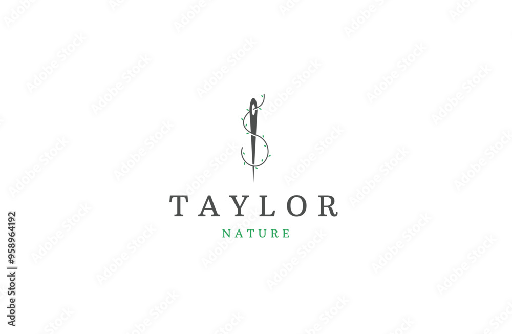 Nature needle logo design template flat vector Nature needle logo design template flat vector