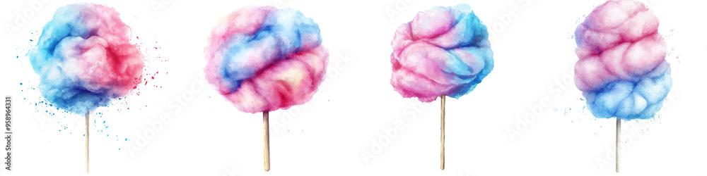 Colorful cotton candy on sticks, showcasing a delightful treat perfect for fairs and celebrations. Sweet and fluffy indulgence. Colorful cotton candy on sticks, showcasing a delightful treat perfect for fairs and celebrations. Sweet and fluffy indulgence.