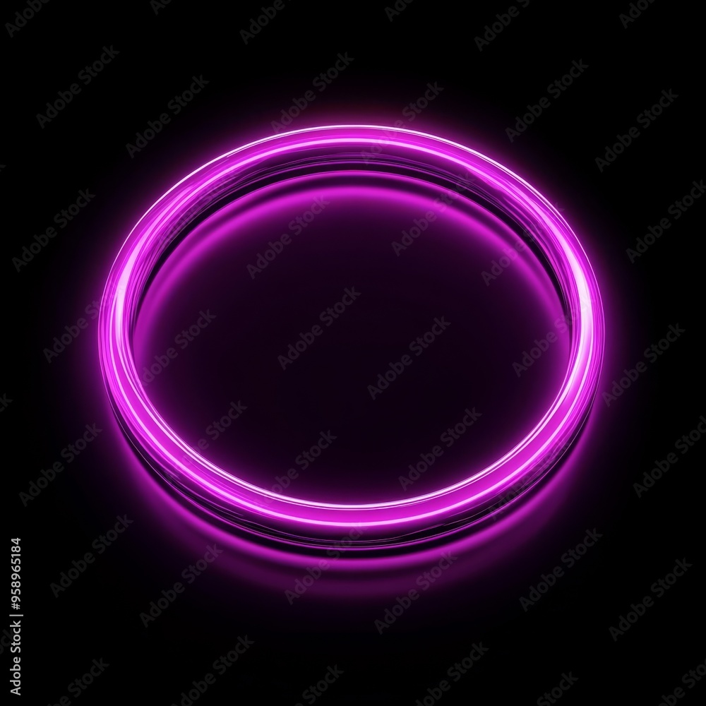 A vibrant pink neon circle glowing against a dark backdrop, perfect for retrothemed parties and digital designs