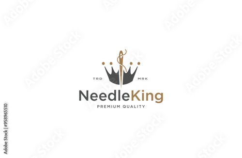 Needle king logo design template flat vector