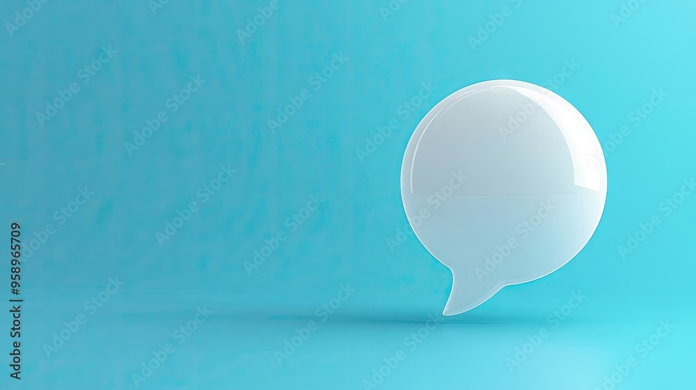 Stylish 3D white chat bubble on a solid blue background, perfect for enhancing communication themes, messaging apps, or social media graphics. Stylish 3D white chat bubble on a solid blue background, perfect for enhancing communication themes, messaging apps, or social media graphics.