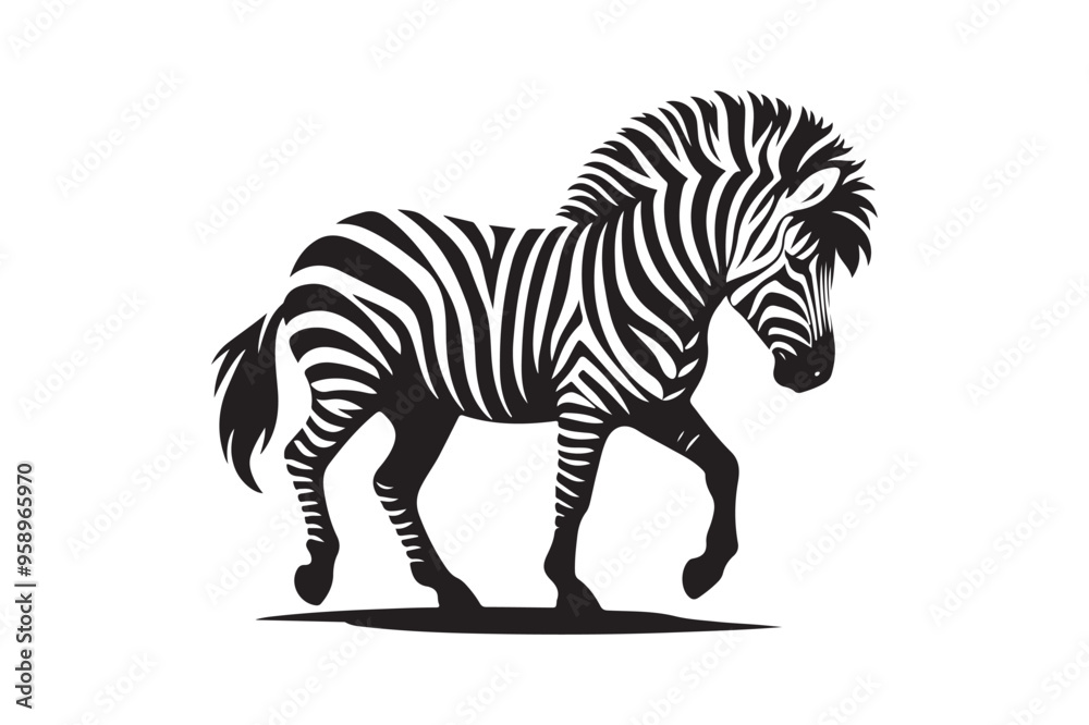 Fototapeta premium Zebra silhouette vector illustration, Zebra silhouette vector. Zebra silhouette