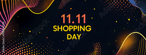 Vector illustration of 11.11 SHOPPING DAY on purple background. Bachelor's day sale banner for November 11, Chinese shopping day. SALE day concept. photo