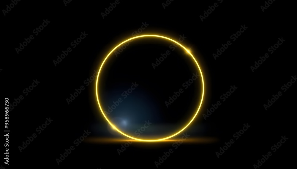Glowing ring hovering above a circular platform, with smoke or fog rising from the platform. Glowing ring hovering above a circular platform, with smoke or fog rising from the platform.