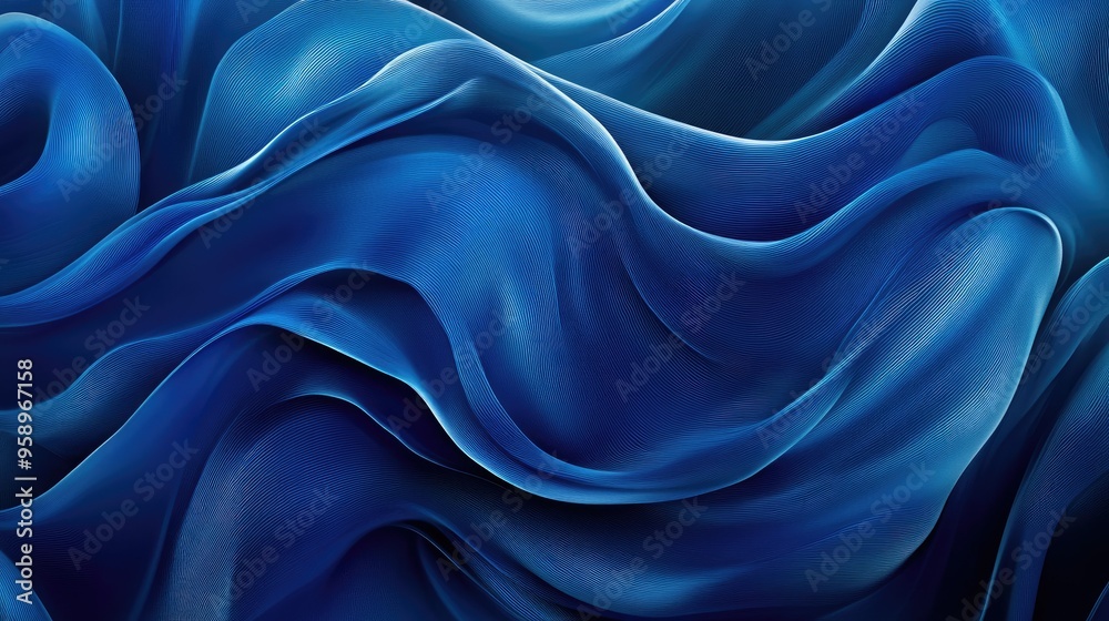 Obraz premium Stylized blue wave design on an abstract background, with varying shades and gradients for a dynamic and fluid appearance.