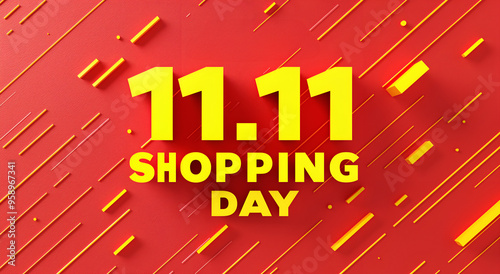 Vector illustration of 11.11 SHOPPING DAY on red background. Bachelor's day sale banner for November 11, Chinese shopping day. SALE day concept.