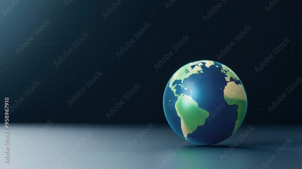 Fototapeta premium Strategic business review, global data streams in modern office, illustration