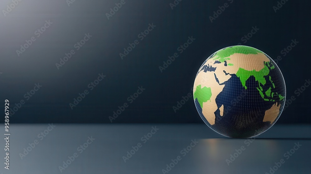 Strategic business review, global data streams in modern office, illustration Strategic business review, global data streams in modern office, illustration